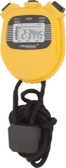 Value Collection - LCD Digital Stopwatch - 3 Functions, 1/100 Sec Resolution, Yellow - Exact Tooling