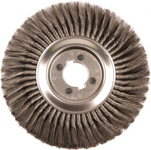 Weiler - 12" OD, 2" Arbor Hole, Knotted Steel Wheel Brush - 3/4" Face Width, 2-3/4" Trim Length, 0.014" Filament Diam, 3,600 RPM - Exact Tooling