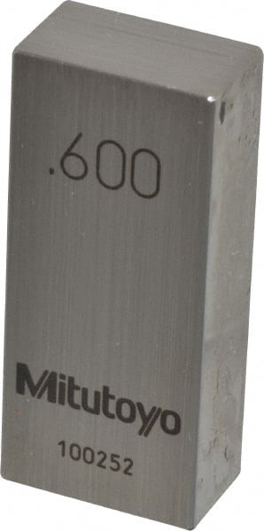 Mitutoyo - 0.6" Rectangular Steel Gage Block - Accuracy Grade 0, Includes Certificate of Inspection - Exact Tooling
