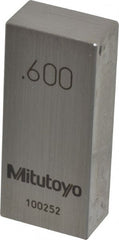 Mitutoyo - 0.6" Rectangular Steel Gage Block - Accuracy Grade 0, Includes Certificate of Inspection - Exact Tooling
