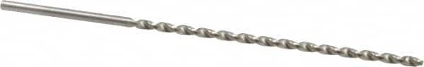 Accupro - #47, 130° Point, Parabolic Flute, Vanadium High Speed Steel Taper Length Drill Bit - Bright Finish, 2-7/32" Flute Length, 3-11/32" OAL - Exact Tooling
