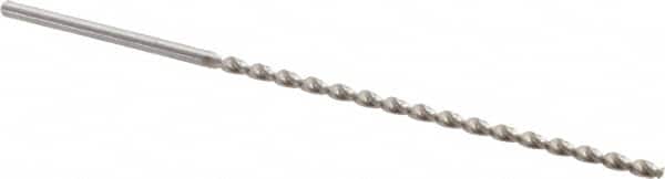 Accupro - #45, 130° Point, Parabolic Flute, Vanadium High Speed Steel Taper Length Drill Bit - Bright Finish, 2-7/32" Flute Length, 3-11/32" OAL - Exact Tooling