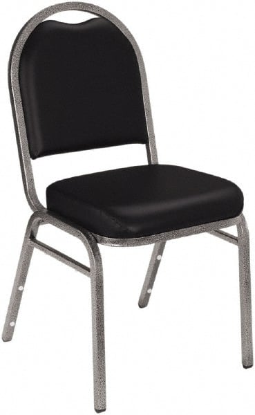 NPS - Vinyl Black Stacking Chair - Silver Frame, 18" Wide x 20" Deep x 34" High - Exact Tooling