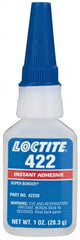 Loctite - 1 oz Bottle Clear Instant Adhesive - Series 422, 30 sec Working Time, 24 hr Full Cure Time, Bonds to Metal, Plastic & Rubber - Exact Tooling