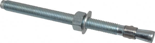 Red Head - 1/2 Inch Diameter, 1/2-13 Inch Thread, 7 Inch Overall Length, Grade 3, Wedge Expansion Concrete Anchor - Steel, Zinc Plated, 5-1/2 Inch Thread Length, Tie Wire Head, 1/2 Inch Drill - Exact Tooling