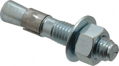 Red Head - 5/8" Diam, 5/8" Drill, 3-1/2" OAL, 3-15/32" Min Embedment Wedge Expansion Concrete Anchor - Grade 3 Steel, Zinc-Plated Finish, Tie Wire Head, 1-3/4" Thread Length - Exact Tooling