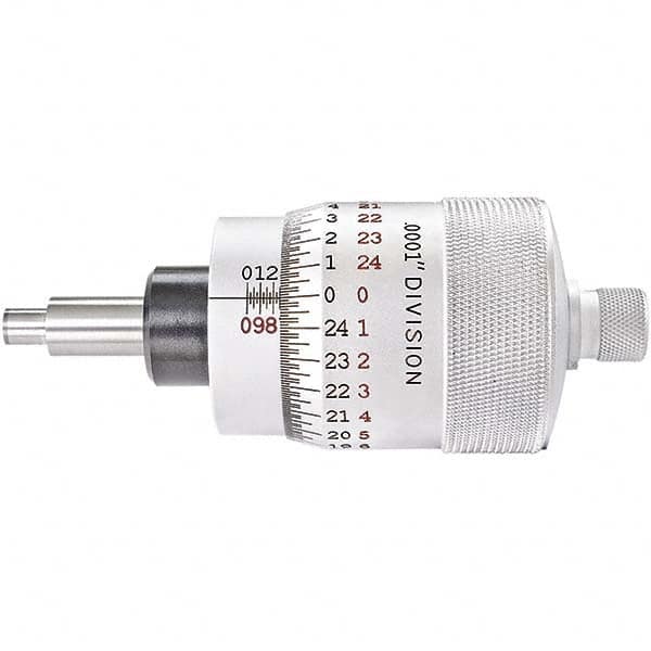 Starrett - 1 Inch, 2-1/16 Inch Plain Thimble, 5/16 Inch Diameter x 1-7/16 Inch Long Spindle, Mechanical Micrometer Head - Exact Tooling