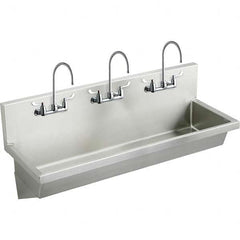 ELKAY - Stainless Steel Sinks Type: (3) Person Wash-Station w/Manual Faucet Outside Length: 72 (Inch) - Exact Tooling