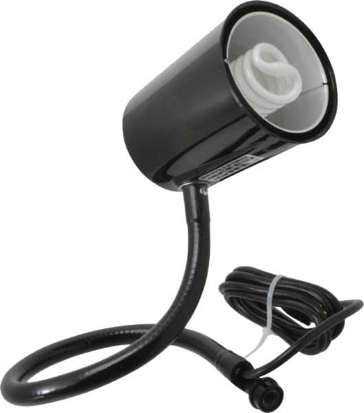 Made in USA - 24 Inch, Gooseneck, Coupler Mounted, Compact Fluorescent, Black, General Purpose Task Light - 23 Watt, 120 Volt, Nonmagnifying - Exact Tooling