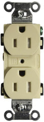 Hubbell Wiring Device-Kellems - 125 VAC, 15 Amp, 5-15R NEMA Configuration, Ivory, Specification Grade, Self Grounding Duplex Receptacle - 1 Phase, 2 Poles, 3 Wire, Flush Mount, Tamper Resistant - Exact Tooling