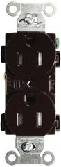 Hubbell Wiring Device-Kellems - 125 VAC, 15 Amp, 5-15R NEMA Configuration, Brown, Specification Grade, Self Grounding Duplex Receptacle - 1 Phase, 2 Poles, 3 Wire, Flush Mount, Tamper Resistant - Exact Tooling