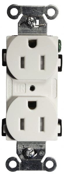 Hubbell Wiring Device-Kellems - 125 VAC, 15 Amp, 5-15R NEMA Configuration, White, Specification Grade, Self Grounding Duplex Receptacle - 1 Phase, 2 Poles, 3 Wire, Flush Mount, Tamper Resistant - Exact Tooling