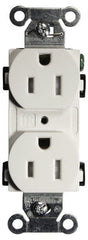 Hubbell Wiring Device-Kellems - 125 VAC, 15 Amp, 5-15R NEMA Configuration, White, Specification Grade, Self Grounding Duplex Receptacle - 1 Phase, 2 Poles, 3 Wire, Flush Mount, Tamper Resistant - Exact Tooling