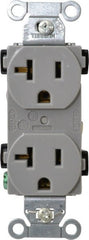 Hubbell Wiring Device-Kellems - 125 VAC, 20 Amp, 5-20R NEMA Configuration, Gray, Specification Grade, Self Grounding Duplex Receptacle - 1 Phase, 2 Poles, 3 Wire, Flush Mount - Exact Tooling
