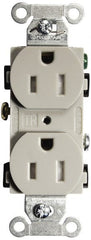 Hubbell Wiring Device-Kellems - 125 VAC, 15 Amp, 5-15R NEMA Configuration, Gray, Specification Grade, Self Grounding Duplex Receptacle - 1 Phase, 2 Poles, 3 Wire, Flush Mount, Tamper Resistant - Exact Tooling