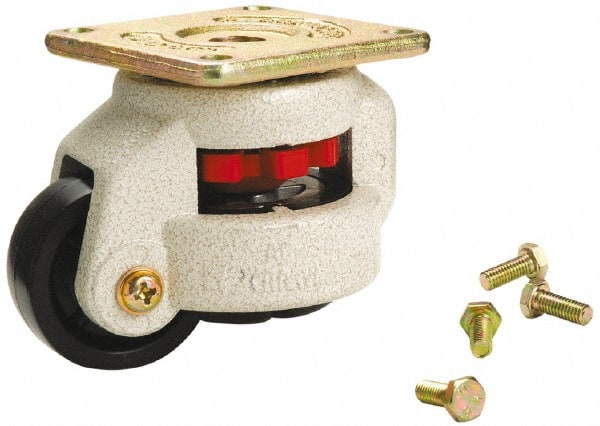 Sunnex - 1-1/4" Wide, Nylon Swivel Caster - 1,300 Lb Capacity, Threaded Stem Mount, 3.74" x 3.74" Plate, Ball Bearing - Exact Tooling