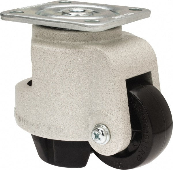 Sunnex - 1-1/4" Wide, Nylon Swivel Caster - 1,000 Lb Capacity, Top Plate Mount, 3.74" x 3.74" Plate, Ball Bearing - Exact Tooling