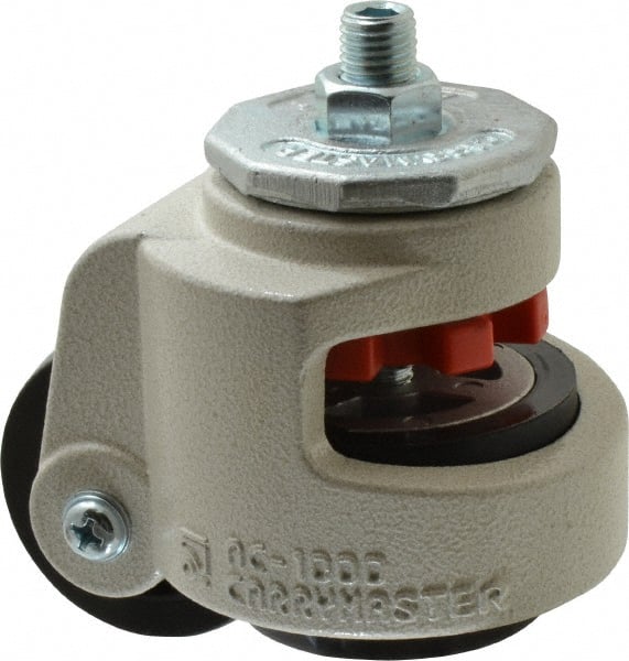 Sunnex - 1-1/4" Wide, Nylon Swivel Caster - 1,000 Lb Capacity, Threaded Stem Mount, 3.74" x 3.74" Plate, Ball Bearing - Exact Tooling