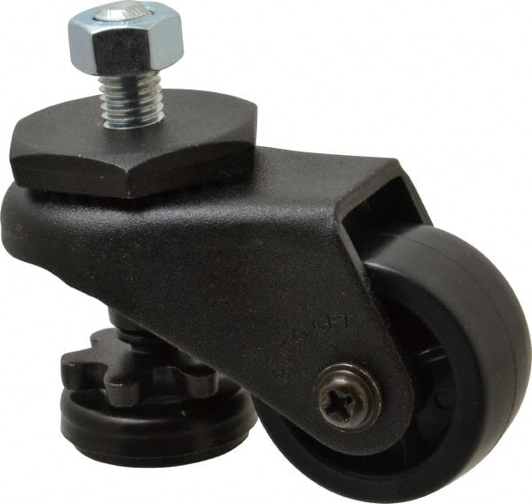 Sunnex - 1" Wide, Nylon Swivel Caster - 200 Lb Capacity, Threaded Stem Mount, 2.87" x 2.87" Plate, Ball Bearing - Exact Tooling