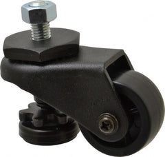 Sunnex - 1" Wide, Nylon Swivel Caster - 200 Lb Capacity, Threaded Stem Mount, 2.87" x 2.87" Plate, Ball Bearing - Exact Tooling