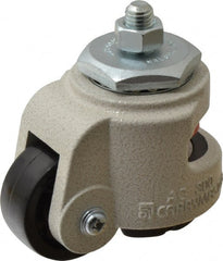 Sunnex - 1" Wide, Nylon Swivel Caster - 300 Lb Capacity, Threaded Stem Mount, 3.54" x 3.54" Plate, Ball Bearing - Exact Tooling