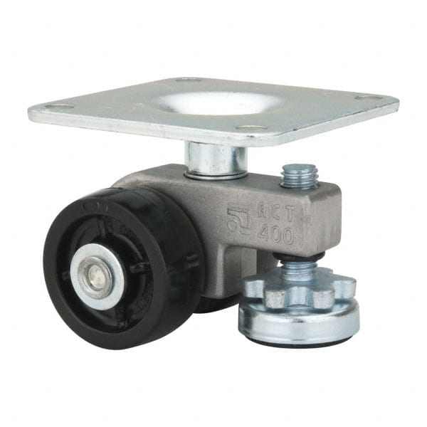 Sunnex - 13/16" Wide, Nylon Swivel Caster - 400 Lb Capacity, Top Plate Mount, 3.54" x 3.54" Plate, Ball Bearing - Exact Tooling