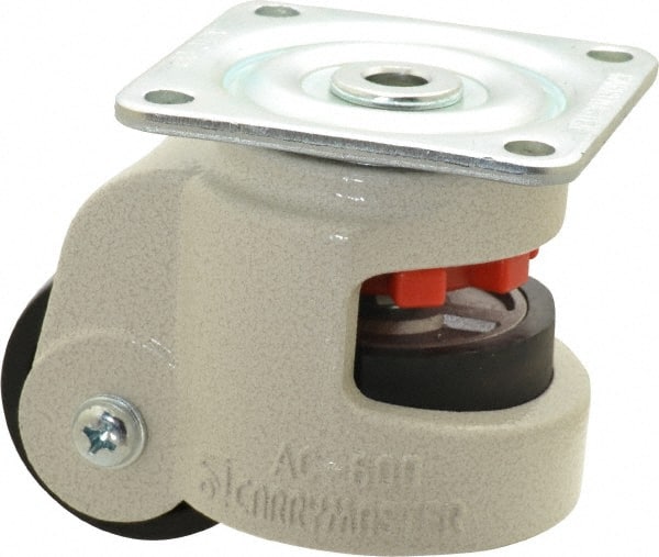 Sunnex - 1-1/8" Wide, Nylon Swivel Caster - 600 Lb Capacity, Top Plate Mount, 3.54" x 3.54" Plate, Ball Bearing - Exact Tooling
