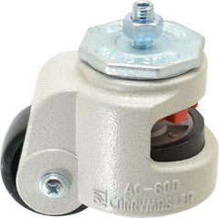 Sunnex - 1-1/8" Wide, Nylon Swivel Caster - 600 Lb Capacity, Threaded Stem Mount, 3.54" x 3.54" Plate, Ball Bearing - Exact Tooling