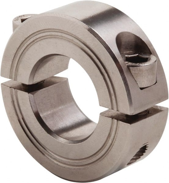 Climax Metal Products - 23mm Bore, Stainless Steel, Two Piece Clamp Collar - 1-7/8" Outside Diam - Exact Tooling