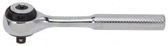 Proto - 1/4" Drive Round Head Standard Ratchet - Chrome Finish, 4-1/2" OAL, 72 Gear Teeth, Standard Knurled Handle, Standard Head - Exact Tooling