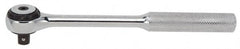 Proto - 3/8" Drive Round Head Standard Ratchet - Chrome Finish, 7-3/8" OAL, 72 Gear Teeth, Standard Knurled Handle, Standard Head - Exact Tooling