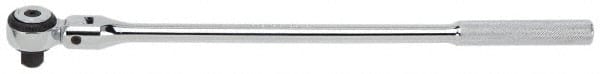 Proto - 1/2" Drive Round Head Quick-Release Ratchet - Chrome Finish, 16-7/8" OAL, 72 Gear Teeth, Standard Knurled Handle, Flex with Speed Ring Head - Exact Tooling
