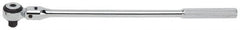 Proto - 1/2" Drive Round Head Quick-Release Ratchet - Chrome Finish, 16-7/8" OAL, 72 Gear Teeth, Standard Knurled Handle, Flex with Speed Ring Head - Exact Tooling