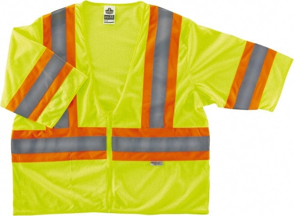 Ergodyne - Size S/M High Visibility Lime Mesh General Purpose Vest - 36 to 44" Chest, ANSI/ISEA 107, Zipper Closure, 1 Pocket, Polyester - Exact Tooling