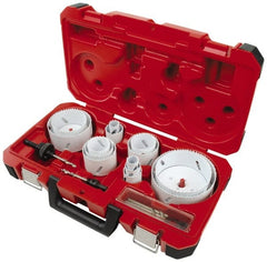Milwaukee Tool - 19 Piece, 3/4" to 4-3/4" Saw Diam, Master Electrician's Hole Saw Kit - Bi-Metal, Toothed Edge, Pilot Drill Model No. 49-56-8010, Includes 14 Hole Saws - Exact Tooling