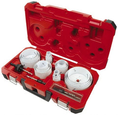 Milwaukee Tool - 28 Piece, 3/4" to 4-3/4" Saw Diam, General Purpose Hole Saw Kit - Bi-Metal, Toothed Edge, Pilot Drill Model No. 49-56-8010, Includes 22 Hole Saws - Exact Tooling