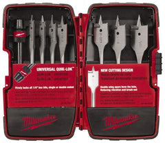 Milwaukee Tool - 3/8 to 1-1/8", Bright Finish, Carbon Steel Spade Drill Bit Set - Exact Tooling