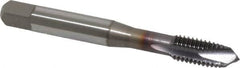 OSG - M8x1.25 Metric Coarse, 3 Flute, TiCN Finish, Vanadium High Speed Steel Spiral Point Tap - Plug Chamfer, Right Hand Thread, 2-23/32" OAL, 1-1/8" Thread Length, 0.318" Shank Diam, 6H Class of Fit - Exact Tooling
