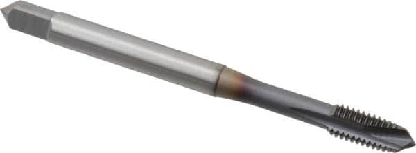 OSG - M5x0.80 Metric Coarse, 3 Flute, TiCN Finish, Vanadium High Speed Steel Spiral Point Tap - Plug Chamfer, Right Hand Thread, 2-3/8" OAL, 7/8" Thread Length, 0.194" Shank Diam, 6H Class of Fit - Exact Tooling