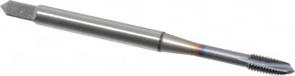 OSG - M3x0.50 Metric Coarse, 3 Flute, TiCN Finish, Vanadium High Speed Steel Spiral Point Tap - Plug Chamfer, Right Hand Thread, 1-15/16" OAL, 5/8" Thread Length, 0.141" Shank Diam, 6H Class of Fit - Exact Tooling