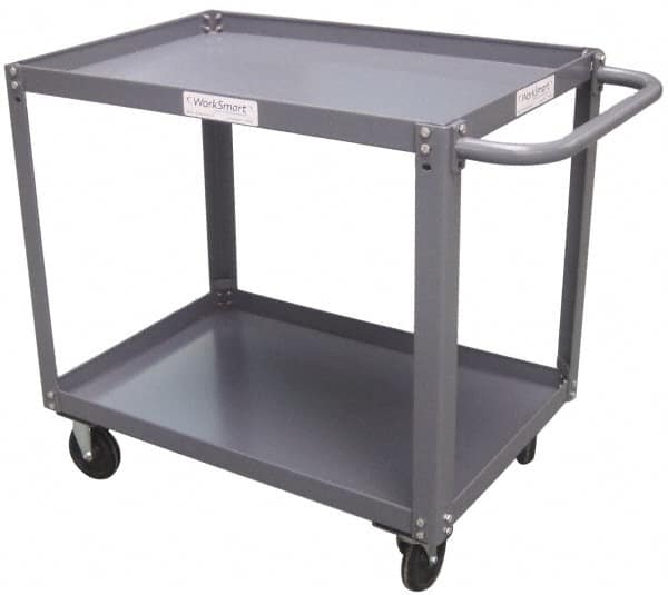 Value Collection - 4,000 Lb Capacity, 24" Wide x 48" Long x 36-1/4" High Service Cart - 2 Shelf, Steel - Exact Tooling