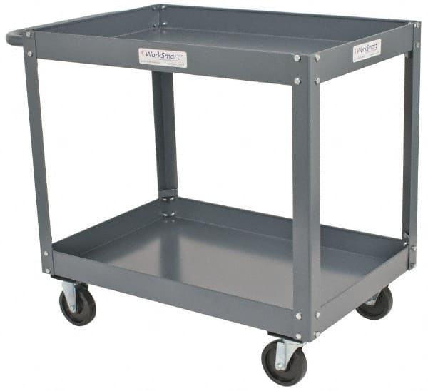 Value Collection - 1,200 Lb Capacity, 24" Wide x 36" Long x 34-5/8" High Service Cart - 2 Shelf, Steel - Exact Tooling