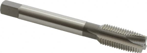 OSG - 7/16-20 UNF, 3 Flute, Bright Finish, Vanadium High Speed Steel Spiral Point Tap - Plug Chamfer, Right Hand Thread, 3-5/32" OAL, 1-7/16" Thread Length, 0.323" Shank Diam - Exact Tooling