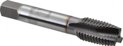 OSG - 3/4-10 UNC, 3 Flute, TiCN Finish, Vanadium High Speed Steel Spiral Point Tap - Plug Chamfer, Right Hand Thread, 4-1/4" OAL, 2" Thread Length, 0.59" Shank Diam - Exact Tooling