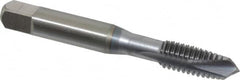 OSG - 3/8-16 UNC, 3 Flute, TiCN Finish, Vanadium High Speed Steel Spiral Point Tap - Plug Chamfer, Right Hand Thread, 2-15/16" OAL, 1-1/4" Thread Length, 0.381" Shank Diam, 3B Class of Fit - Exact Tooling