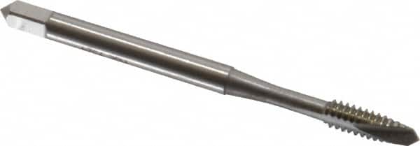 OSG - #6-32 UNC, 2 Flute, Bright Finish, Vanadium High Speed Steel Spiral Point Tap - Bottoming Chamfer, Right Hand Thread, 2" OAL, 11/16" Thread Length, 0.141" Shank Diam, 3B Class of Fit - Exact Tooling