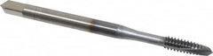 OSG - #6-32 UNC, 2 Flute, TiCN Finish, Vanadium High Speed Steel Spiral Point Tap - Plug Chamfer, Right Hand Thread, 2" OAL, 11/16" Thread Length, 0.141" Shank Diam, 2B Class of Fit - Exact Tooling