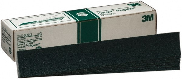 3M - 36 Grit, Ceramic/Aluminum Oxide Sanding Sheet - 16-1/2" Long x 2-3/4" Wide, Very Coarse Grade, E Weighted Paper Backing - Exact Tooling