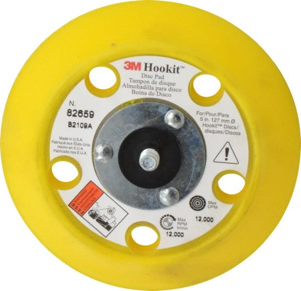 3M - 5" Diam Hook & Loop Disc Backing Pad - Medium Density, 12,000 RPM - Exact Tooling