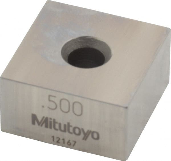 Mitutoyo - 0.5" Square Steel Gage Block - Accuracy Grade 0, Includes Certificate of Inspection - Exact Tooling
